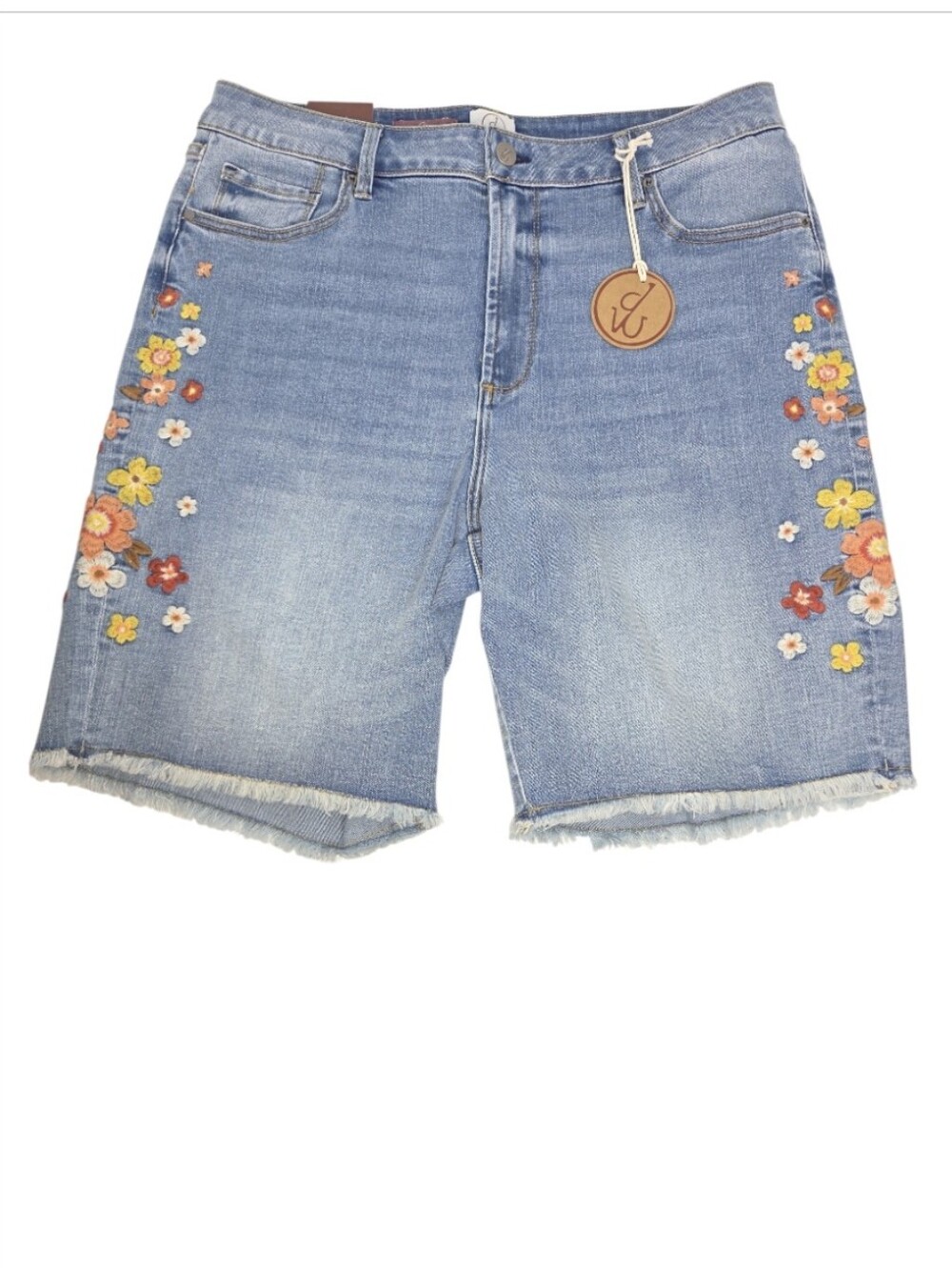Driftwood Brielle Embroidered Bohemian Floral Bermuda Shorts Size 14 NWT
